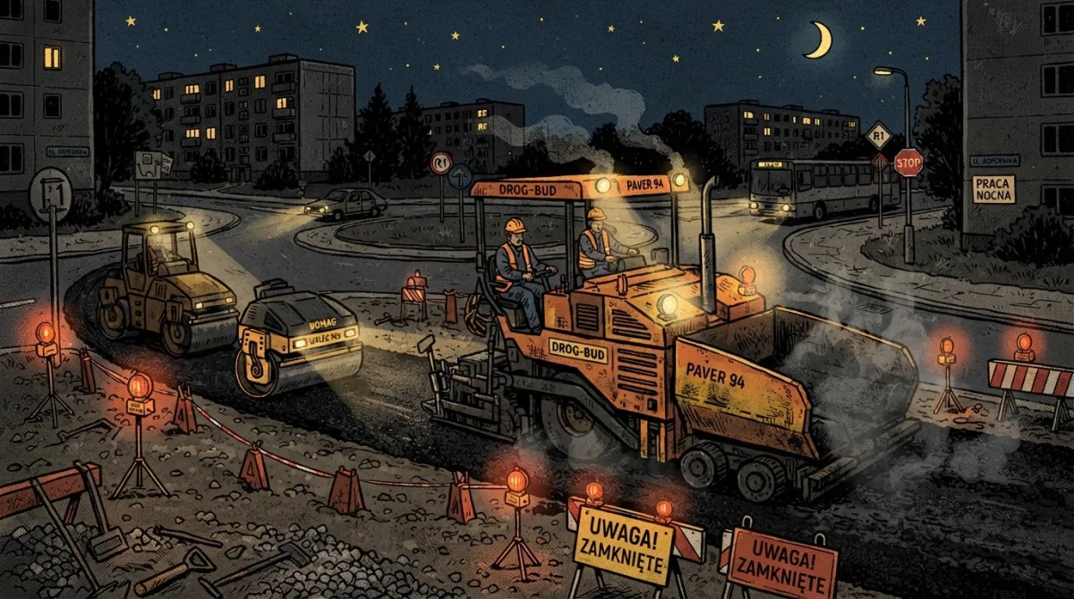 Rondo Barei: nocne asfaltowanie